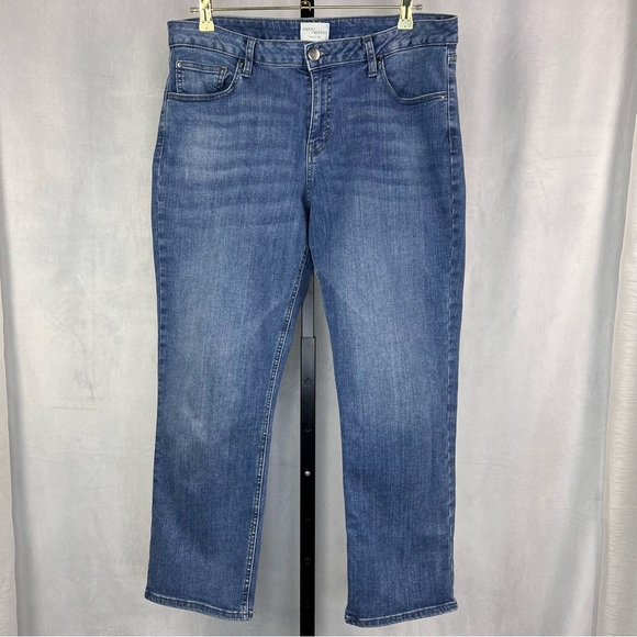 Daily Ritual Girlfriend Jeans Womens Plus 32 Blue Mid Rise Stretch Cropped Denim - Picture 1 of 10